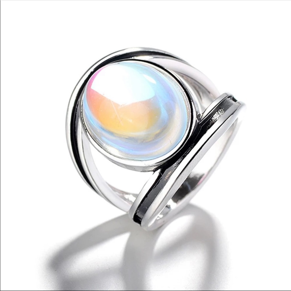 NWT Stamped 925 Big Moonstone Ring Unique Style - Picture 3 of 4